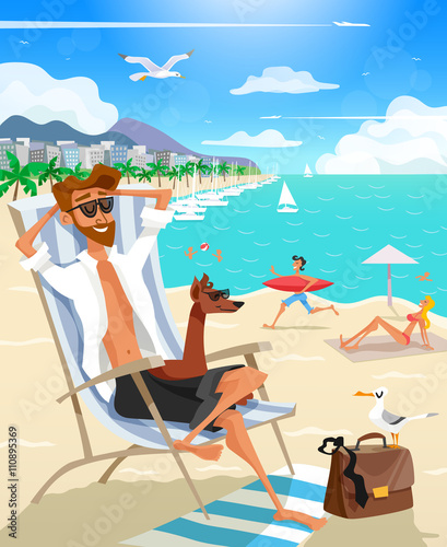 Summer Holiday Man On Beach