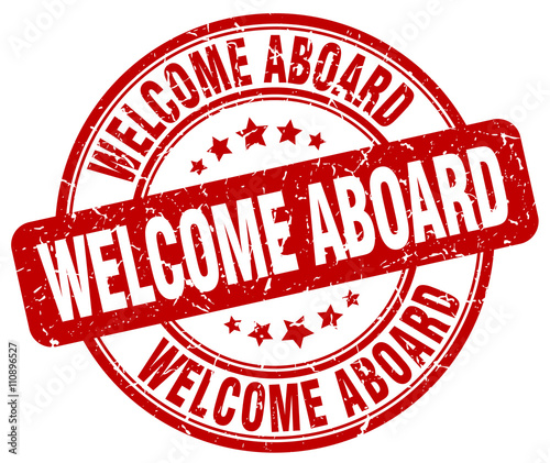 welcome aboard red grunge round vintage rubber stamp