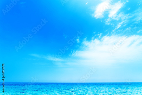 Blue sea and blue sky background.