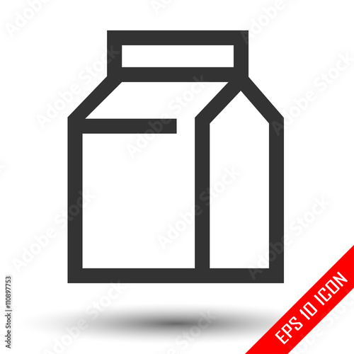 Eco package icon. Milk box icon. Flat icon of package. Eco bag EPS. Vector illustration.