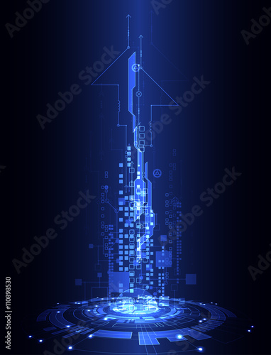 Abstract blue digital communication technology background. © Alex
