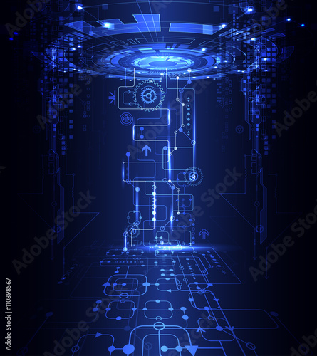 Abstract blue digital communication technology background.