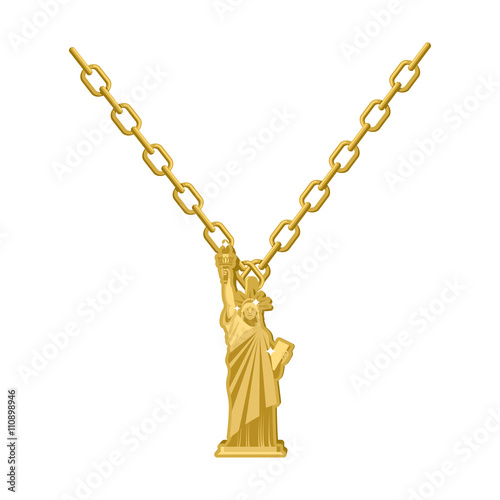 Statue of Liberty necklace gold Decoration on jewelry. Expensive