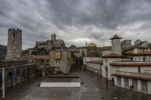 Medieval Rabati Castle in Akhaltsikhe in cloudy rain weather, south Georgia. Europe