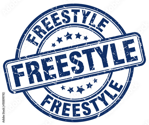 freestyle blue grunge round vintage rubber stamp
