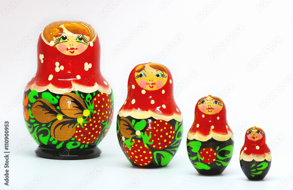 Strawberrie Matryoshka, Russian dolls on white Background Strawberrie Matryoshka, Russian dolls on white Background