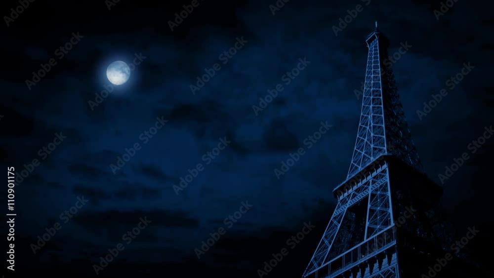 The Eiffel Tower Under Full Moon