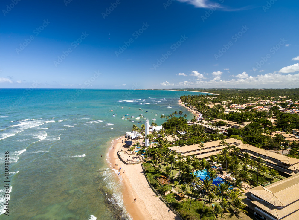 Naklejka premium Aerial View of Praia do Forte, Bahia, Brazil