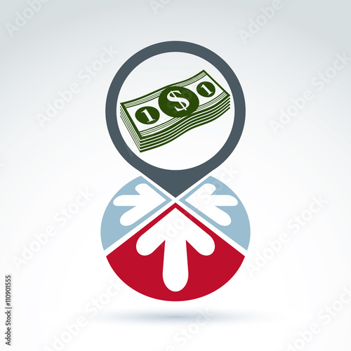 Money icon with arrows, bus...