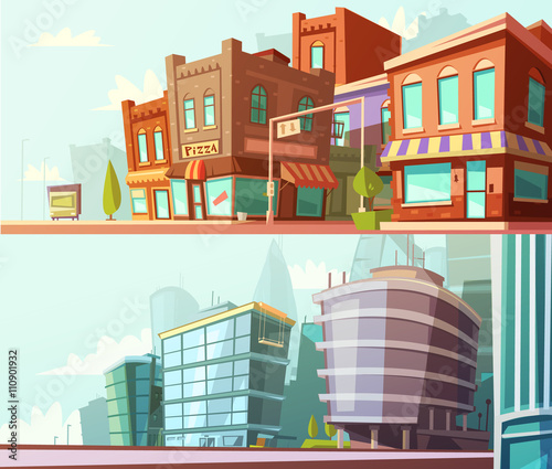 City Skyline 2 Horizontal Banners Set