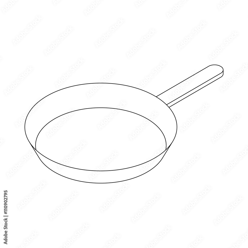 Frying pan with handle icon, isometric 3d style Frying pan with handle icon, isometric 3d style