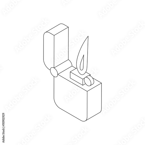 Pocket lighter with fire icon, isometric 3d style