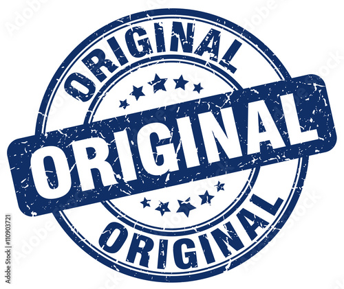 original blue grunge round vintage rubber stamp