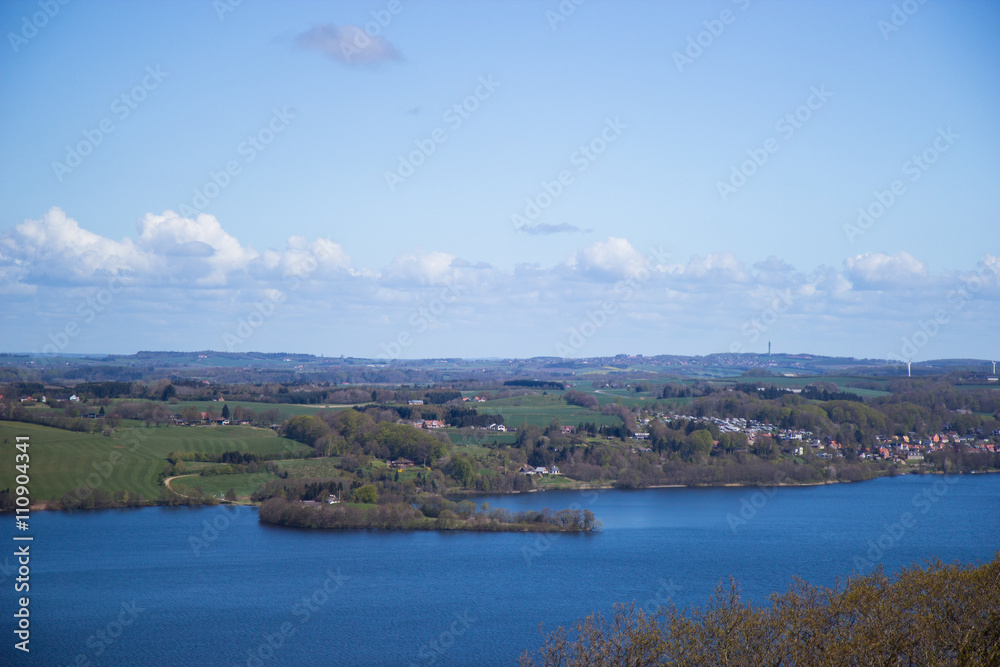 Fototapeta premium view over Silkeborg Lake in Denmark