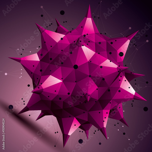 Colorful asymmetric 3D abstract object with connected lines 