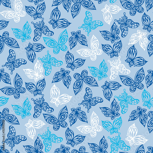 Seamless pattern with doodle stylize different butterflies
