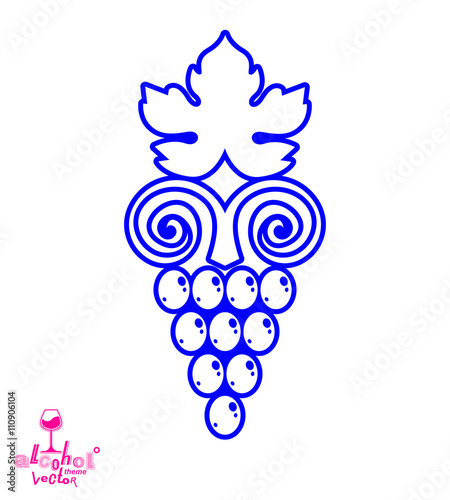 Stylized grape vine vector illustration. Winery symbol 