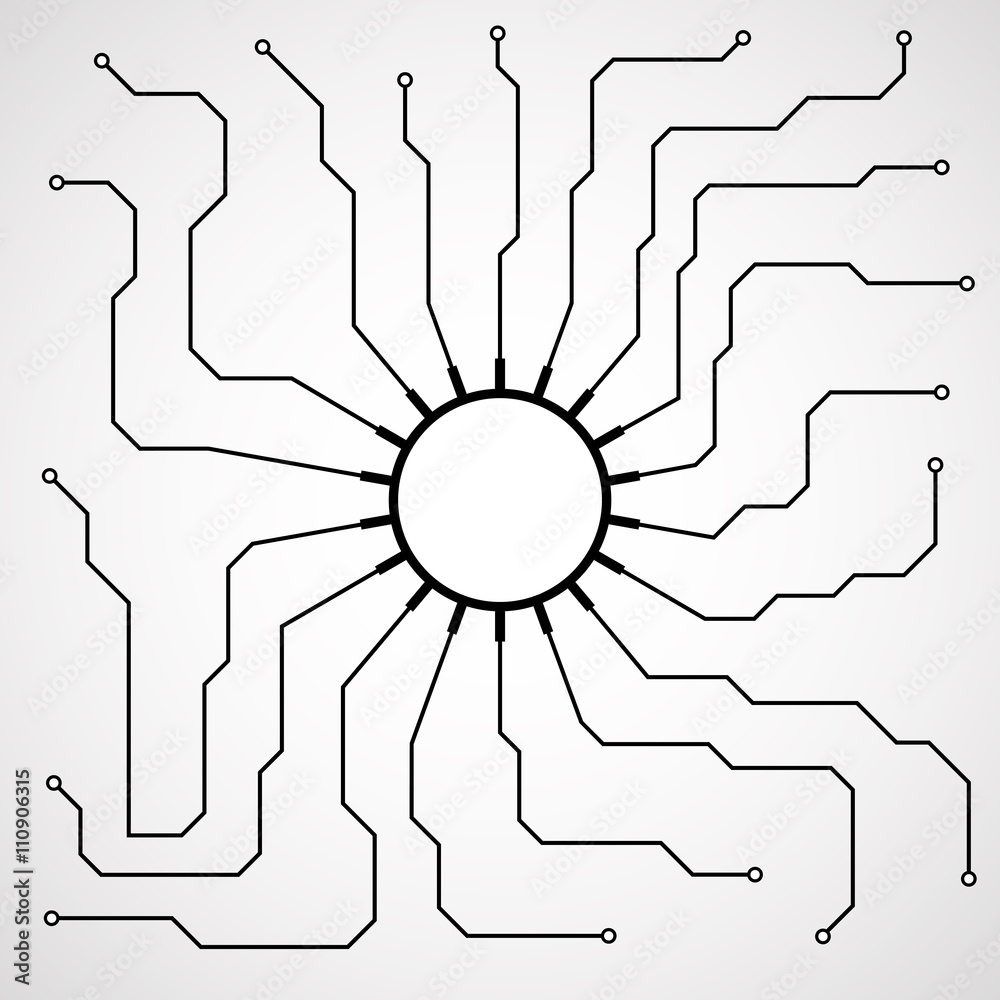 Obraz premium Cpu, microprocessor, microchip, circuit board, vector illustration, eps 10