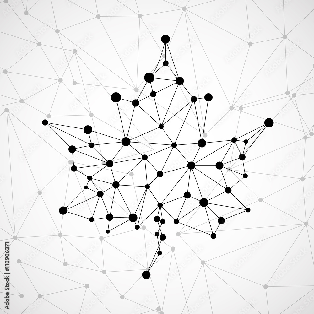 Maple leaf in abstract geometric shape. Vector illustration. Eps 10