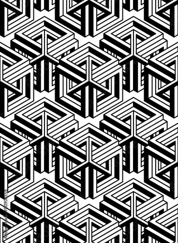 Seamless optical ornamental pattern with three-dimensional geometric