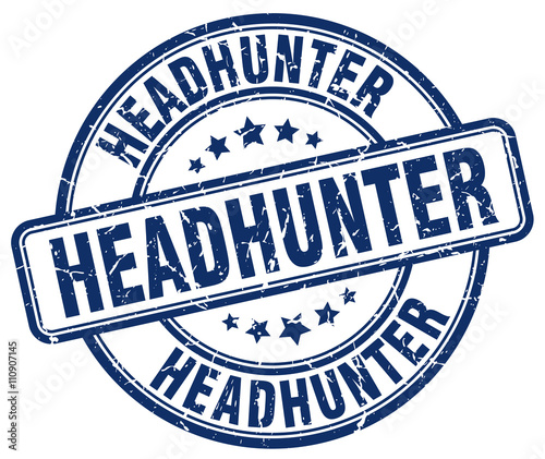 headhunter blue grunge round vintage rubber stamp