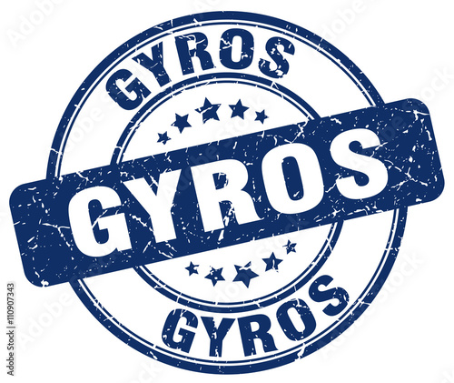gyros blue grunge round vintage rubber stamp