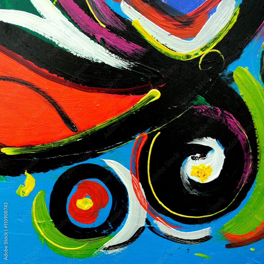 Obraz abstrakcyjne malarstwo nowoczesne olejne na płótnie do wnętrza, illust