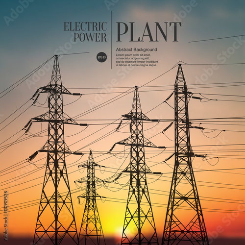 Abstract sketch stylized background. Electric power plant