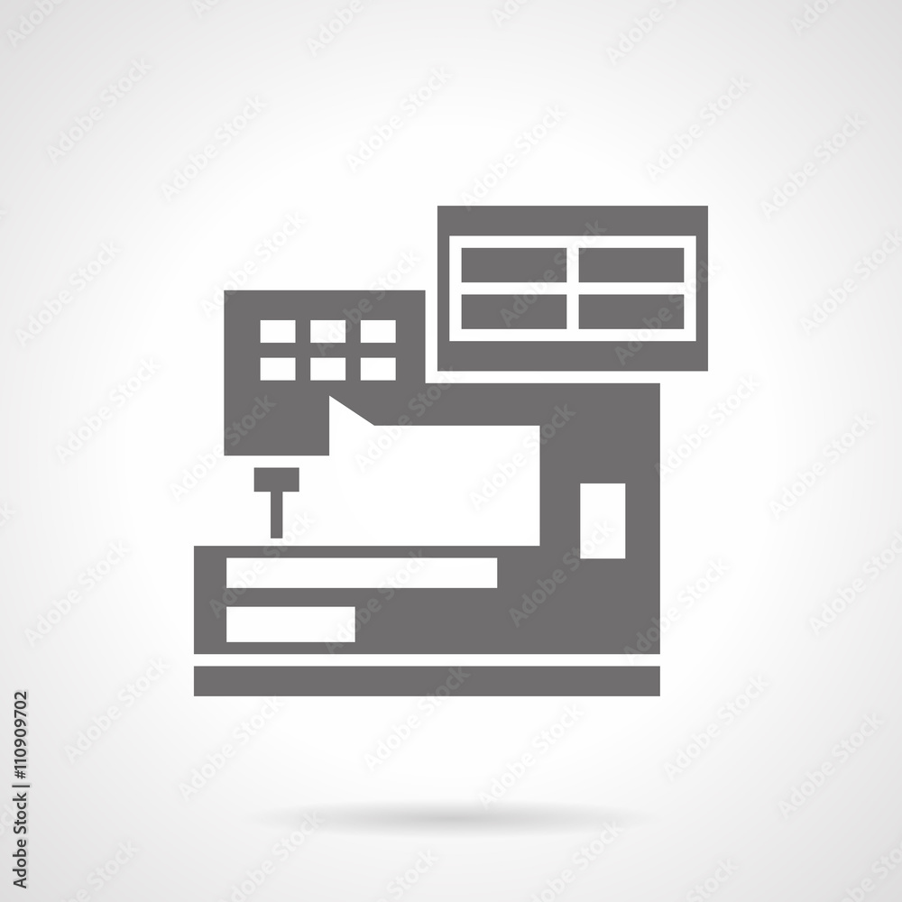 Industrial embroidery machine glyph vector icon Industrial embroidery machine glyph vector icon