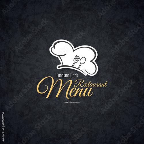 Restaurant menu design. Vector brochure template for cafe, coffee house, restaurant, bar. Food and drinks logotype symbol design. Vintage background