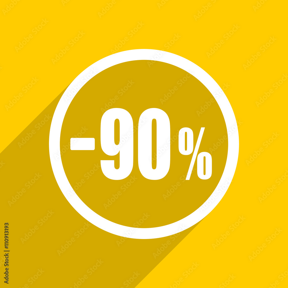 yellow flat design 90 percent sale retail modern web icon for mobile app and internet yellow flat design 90 percent sale retail modern web icon for mobile app and internet
