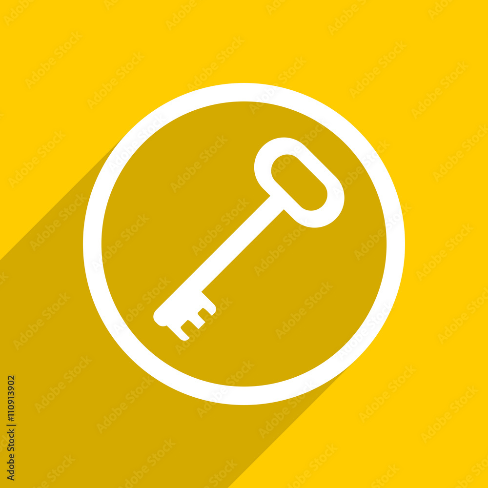 yellow flat design key modern web icon for mobile app and internet yellow flat design key modern web icon for mobile app and internet