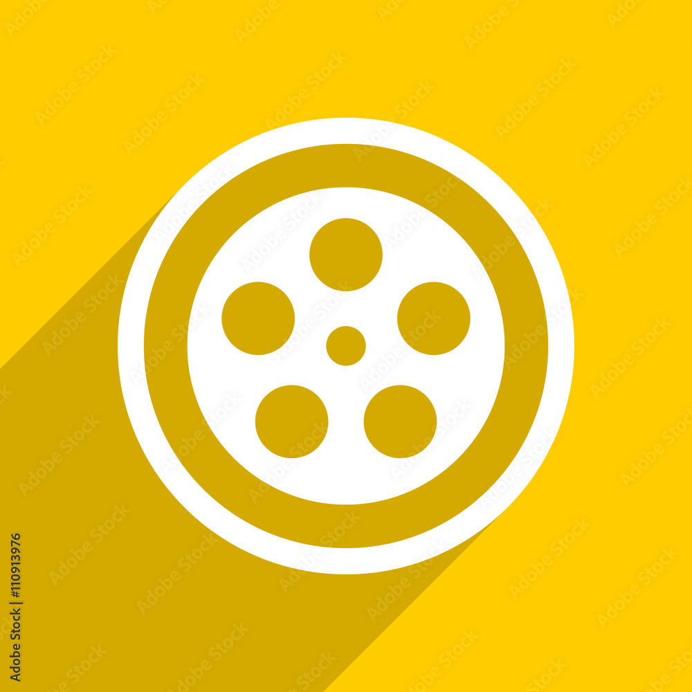 yellow flat design film modern web icon for mobile app and internet