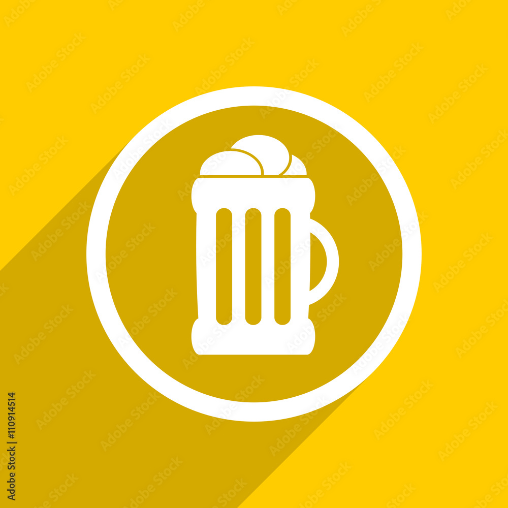 yellow flat design beer modern web icon for mobile app and internet