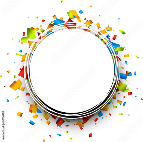 Round background with confetti.