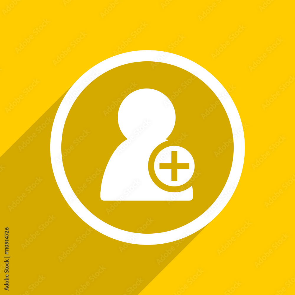 yellow flat design add contact modern web icon for mobile app and internet