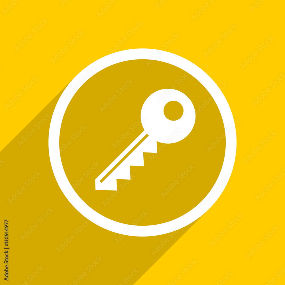 yellow flat design key modern web icon for mobile app and internet