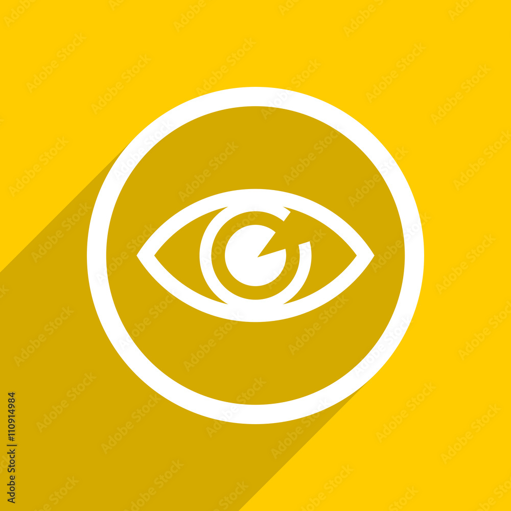 yellow flat design eye modern web icon for mobile app and internet