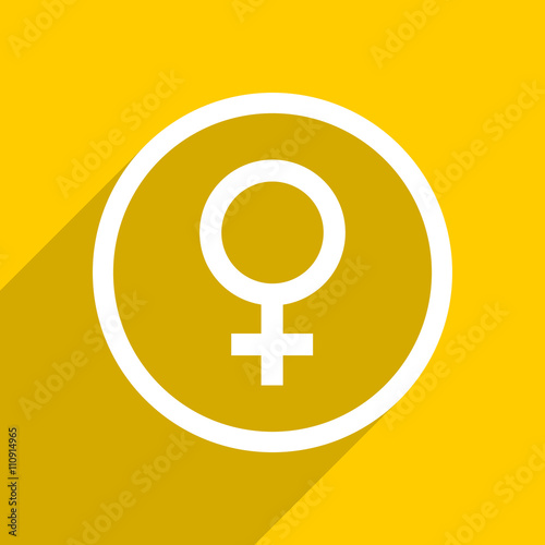 yellow flat design female modern web icon for mobile app and internet