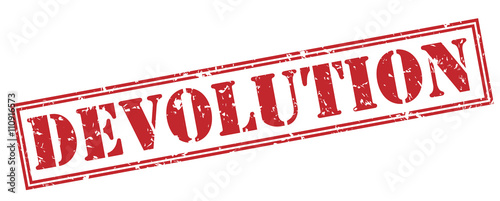 Canvastavla devolution red stamp on white background