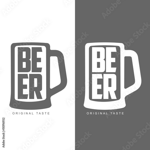 Set beer logos, labels isolated alcohol, drunken icons, hop, mug, bottle, hand holding a bottle of beer barrel, beer label, vector simple black logos on a white background, set of elements