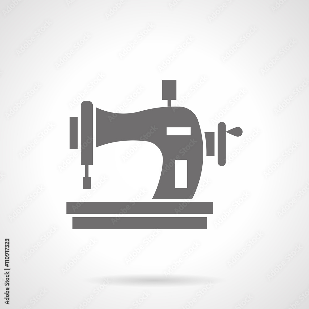 Sewing machine with spool glyph style vector icon Sewing machine with spool glyph style vector icon