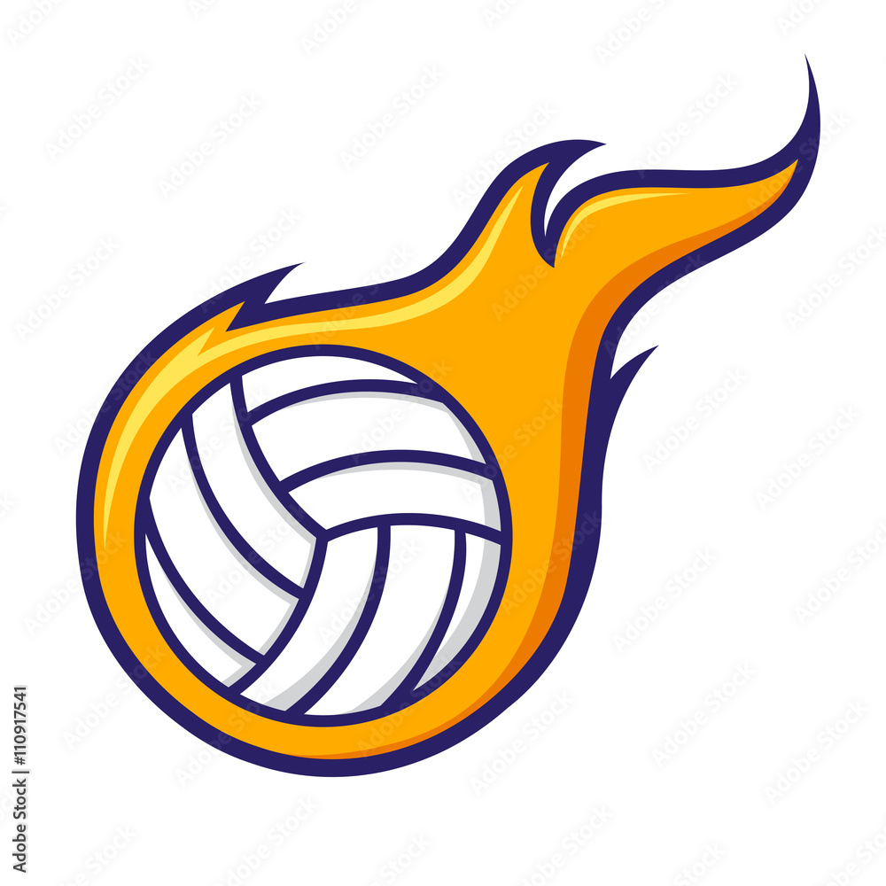 Volley Ball With Flames Icon Symbol
