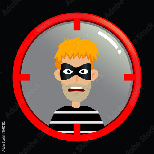 Criminal inside target sight scope