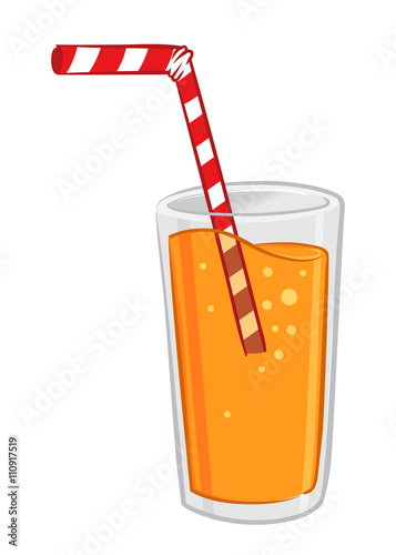 Glass of Orange Juice With Straw