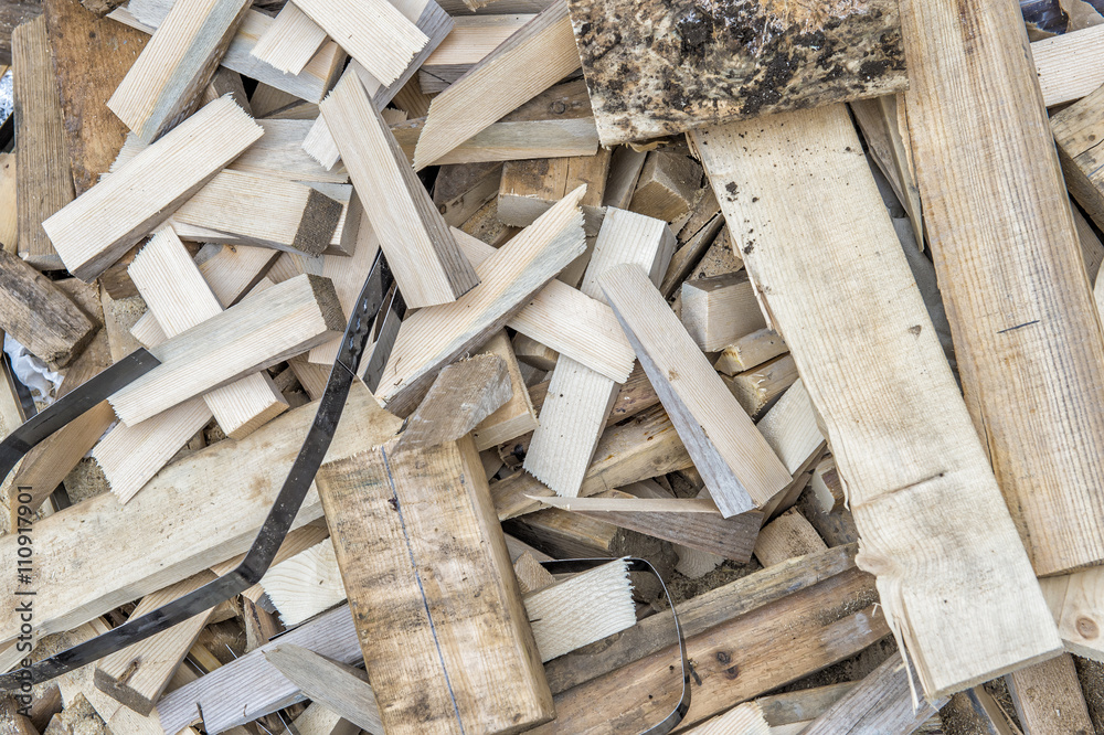 scrap wood pile from construction site