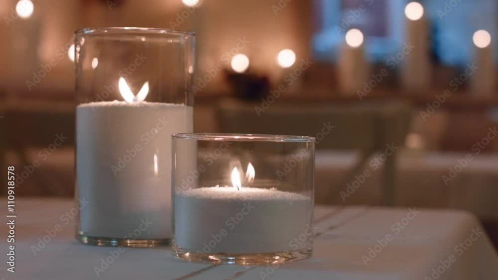 Decorative candles on table Decorative candles on table