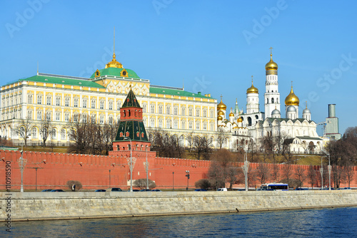 Fototapeta View of Kremlin walls and churches and Moskva river in Moscow, Russia
