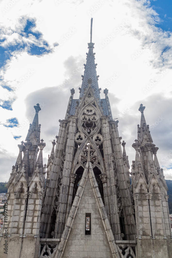 Towers of the Basilica of the National Vow in Quito, Ecuador