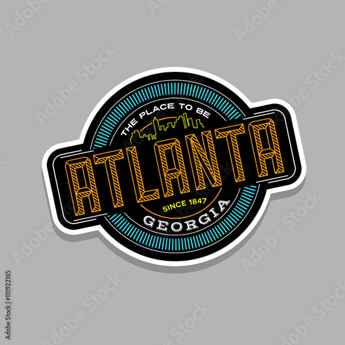 atlanta georgia linear emblem design for t shirts and stickers